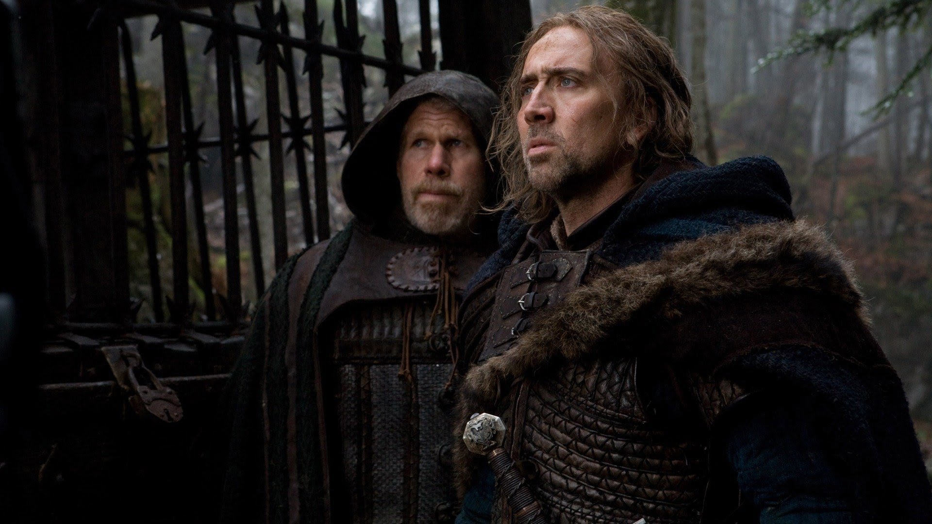 (L-R) Ron Perlman as Felson and Nicolas Cage as Behman in "Season of the Witch."